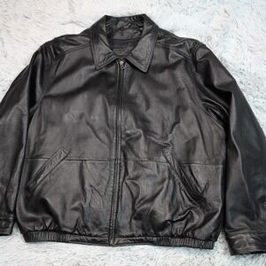 American Classics‎ Jacket Mens XXL Black Leather Softshell Pockets Zip Up Liner